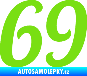 Samolepka Startovní číslo 69 typ 3 zelená kawasaki