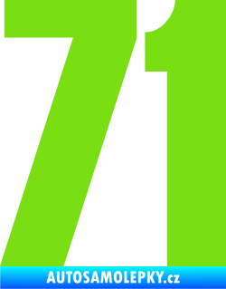Samolepka Startovní číslo 71 typ 2  zelená kawasaki