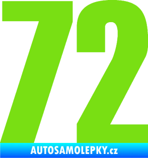 Samolepka Startovní číslo 72 typ 2   zelená kawasaki