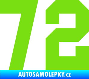 Samolepka Startovní číslo 72 zelená kawasaki