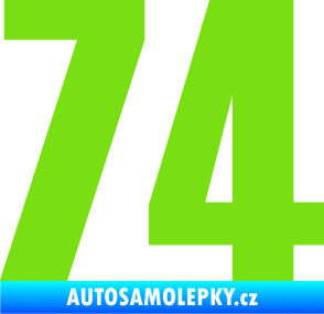 Samolepka Startovní číslo 74 typ 2     zelená kawasaki