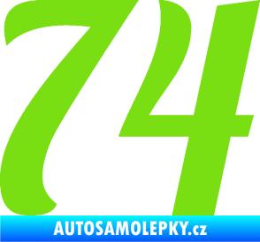 Samolepka Startovní číslo 74 typ 3   zelená kawasaki