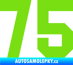 Samolepka Startovní číslo 75 zelená kawasaki