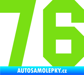 Samolepka Startovní číslo 76 zelená kawasaki