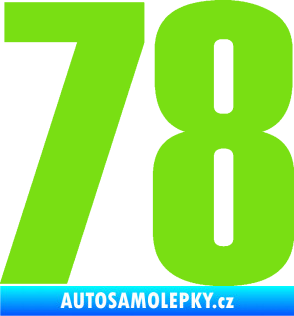 Samolepka Startovní číslo 78 typ 2         zelená kawasaki