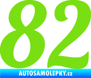 Samolepka Startovní číslo 82 typ 3   zelená kawasaki