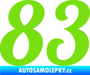 Samolepka Startovní číslo 83 typ 3   zelená kawasaki