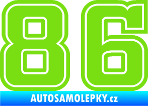Samolepka Startovní číslo 86 typ 5 zelená kawasaki