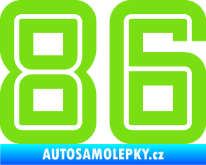 Samolepka Startovní číslo 86 typ 7 zelená kawasaki