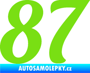Samolepka Startovní číslo 87 typ 3   zelená kawasaki