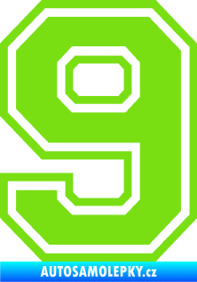 Samolepka Startovní číslo 9 typ 4 zelená kawasaki