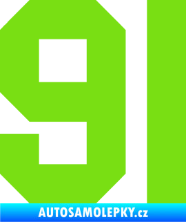 Samolepka Startovní číslo 91 zelená kawasaki