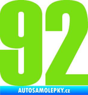 Samolepka Startovní číslo 92 typ 2  zelená kawasaki