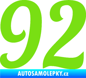Samolepka Startovní číslo 92 typ 3   zelená kawasaki