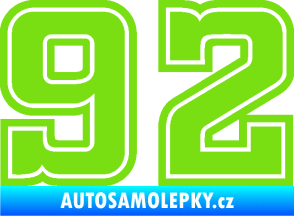 Samolepka Startovní číslo 92 typ 5 zelená kawasaki