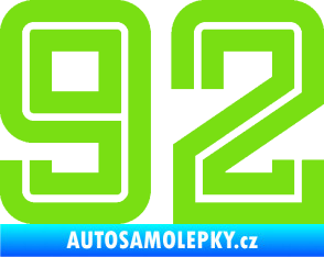 Samolepka Startovní číslo 92 typ 7 zelená kawasaki