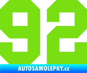 Samolepka Startovní číslo 92 zelená kawasaki