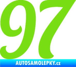 Samolepka Startovní číslo 97 typ 3   zelená kawasaki