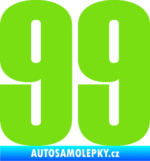 Samolepka Startovní číslo 99 typ 2      zelená kawasaki