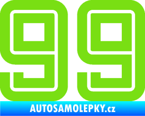 Samolepka Startovní číslo 99 typ 7 zelená kawasaki