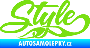 Samolepka Style nápis s plameny zelená kawasaki