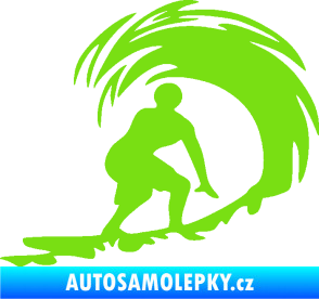 Samolepka Surfař 005 pravá velké vlny zelená kawasaki