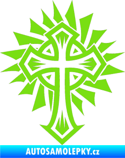 Samolepka Tetování 118 kříž zelená kawasaki
