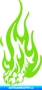 Samolepka Tlapa v plamenech levá zelená kawasaki