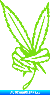 Samolepka Travka 002 pravá marihuana peace zelená kawasaki