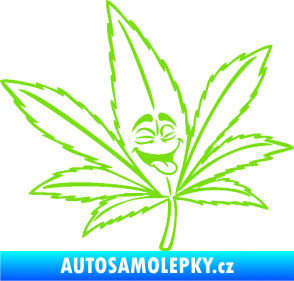 Samolepka Travka 003 pravá lístek marihuany s obličejem zelená kawasaki