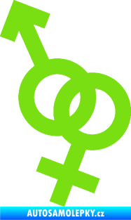 Samolepka Ty a já 001 symbol pro muže a ženu zelená kawasaki
