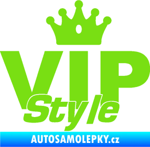 Samolepka VIP styl nápis s korunkou zelená kawasaki