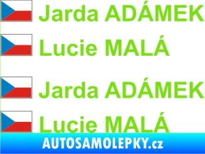 Samolepka Vlajka ČR se jménem zelená kawasaki