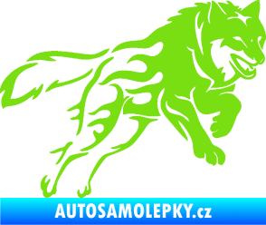 Samolepka Vlk 002 pravá zelená kawasaki
