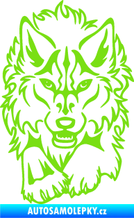 Samolepka Vlk 010 levá běžící  zelená kawasaki