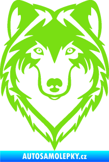 Samolepka Vlk 011 hlava zelená kawasaki