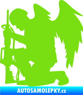 Samolepka Voják 015 levá modlící se s křídly zelená kawasaki