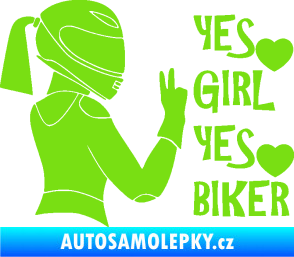 Samolepka Yes girl, yes biker motorkářka zelená kawasaki