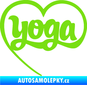 Samolepka Yoga nápis v srdíčku zelená kawasaki