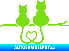 Samolepka Zamilované kočky spojené ocásky pravá zelená kawasaki