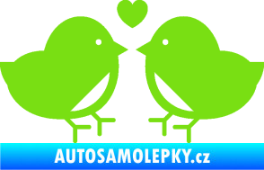 Samolepka Zamilovaní ptáčci 001 se srdíčkem zelená kawasaki