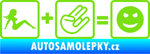Samolepka Žena + shocker = šklebící se smajlík pravá zelená kawasaki