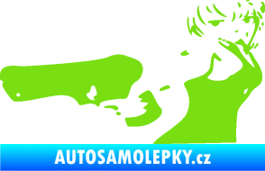 Samolepka Žena s pistolí levá zelená kawasaki