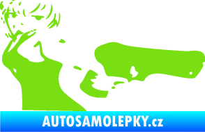Samolepka Žena s pistolí pravá zelená kawasaki