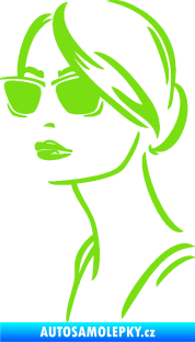 Samolepka Žena tvář 003 levá s brýlemi zelená kawasaki