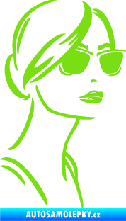 Samolepka Žena tvář 003 pravá s brýlemi zelená kawasaki