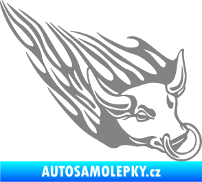 Samolepka Animal flames 010 pravá býk s kruhem šedá