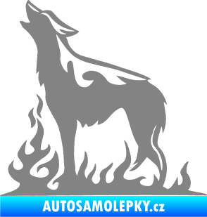 Samolepka Animal flames 066 levá vyjící vlk šedá