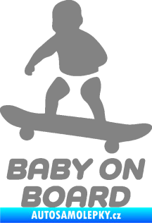 Samolepka Baby on board 008 levá skateboard šedá