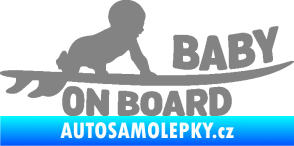 Samolepka Baby on board 010 pravá surfing šedá